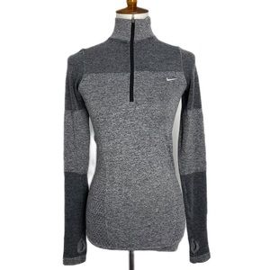 NIKE RUNNING Gray Quarter Zip Pullover Athletic Top